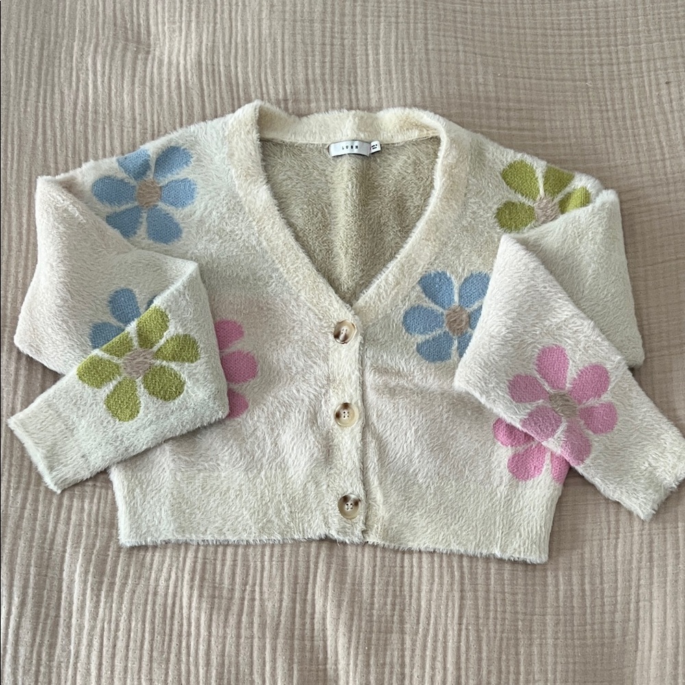 Lush Cream Cardigan with Floral Accents